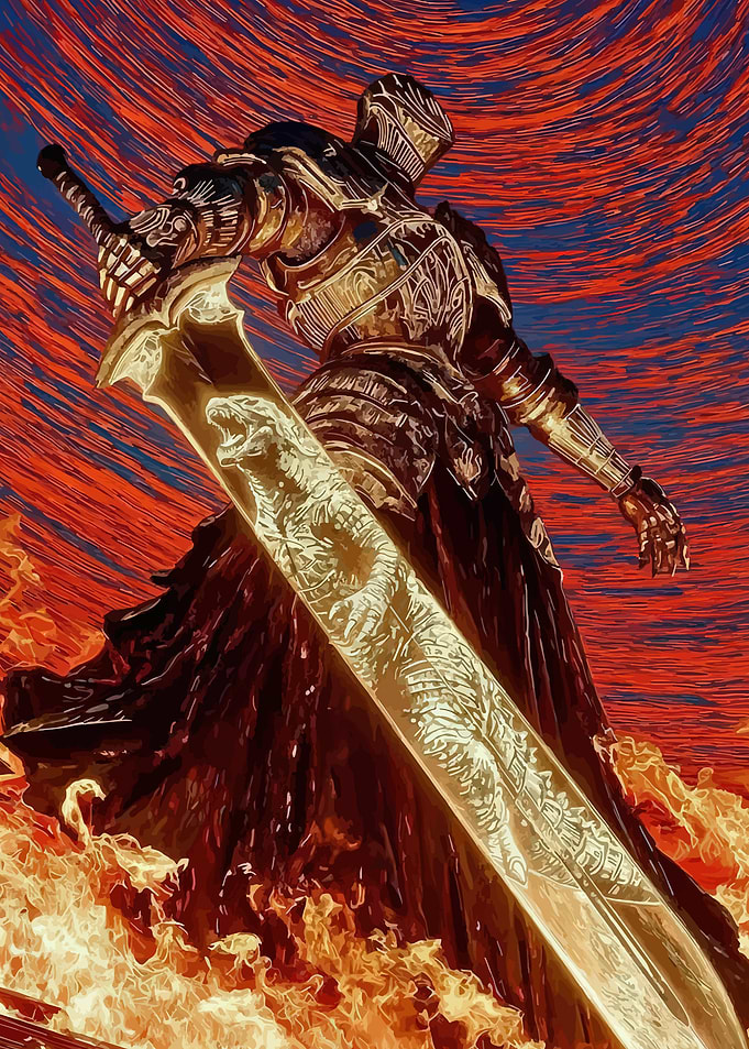 Knight with Fiery Sword