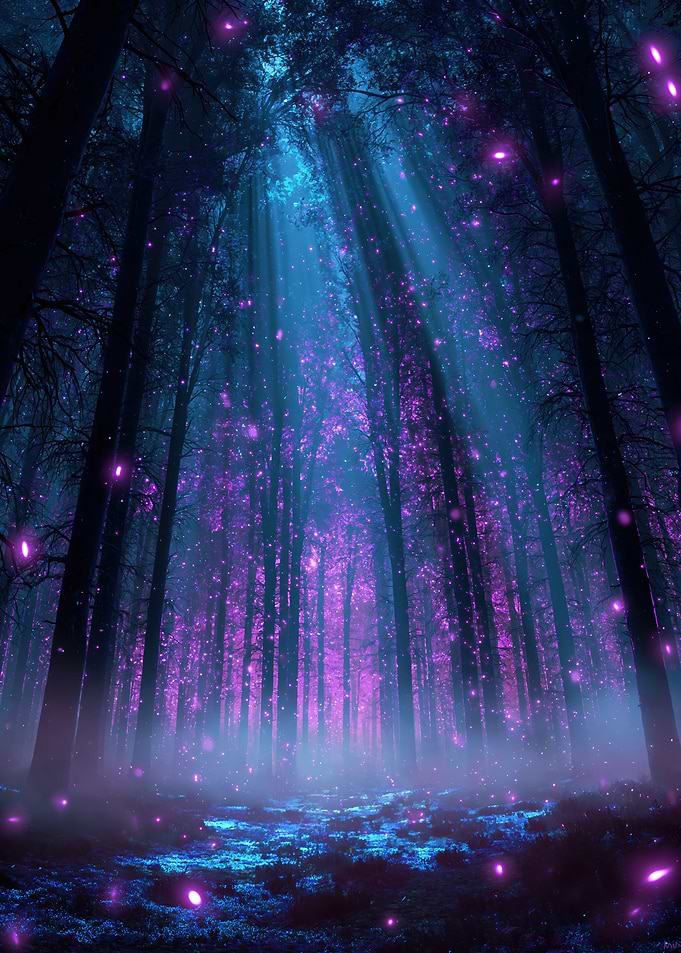 Enchanted Forest with Magical Lights