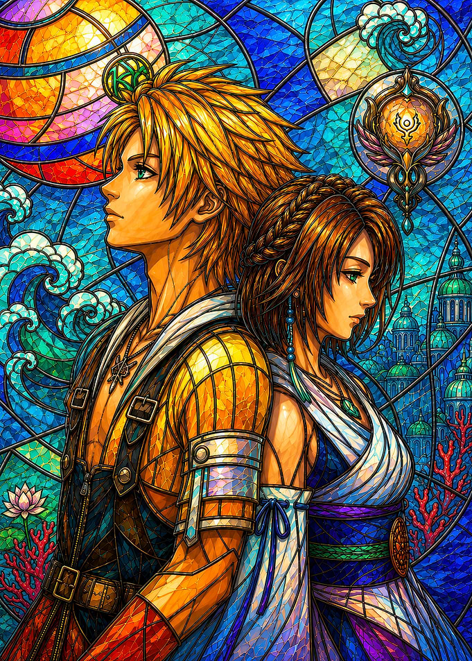 Final Fantasy X Stained Glass Art