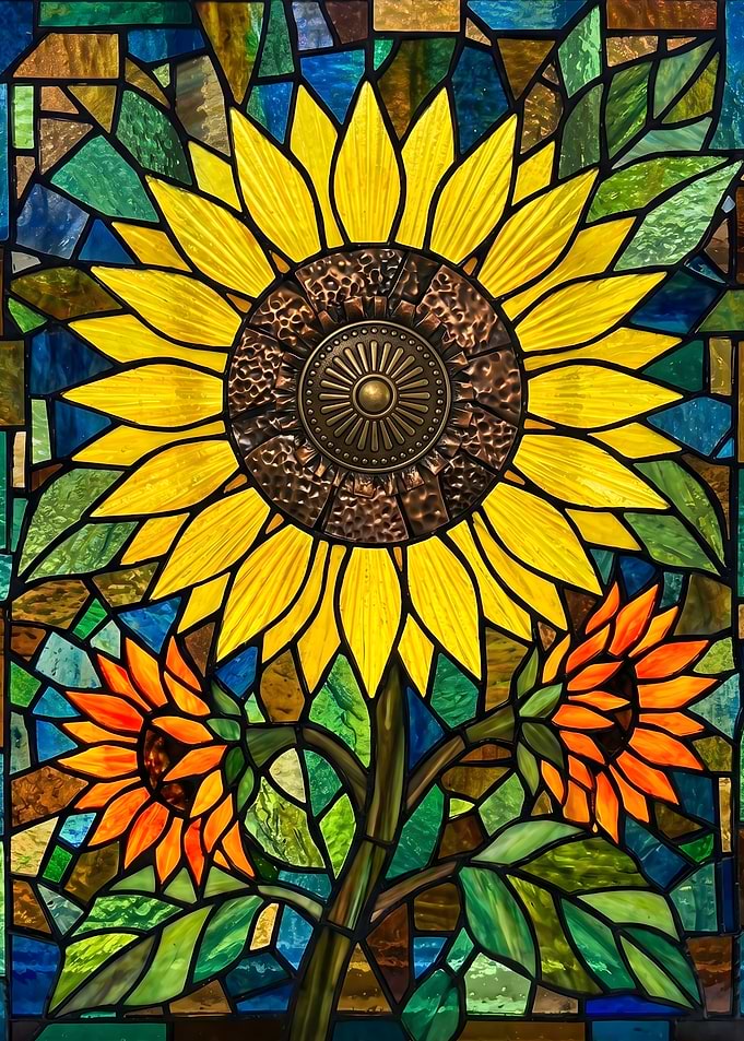 Stained Glass Sunflowers