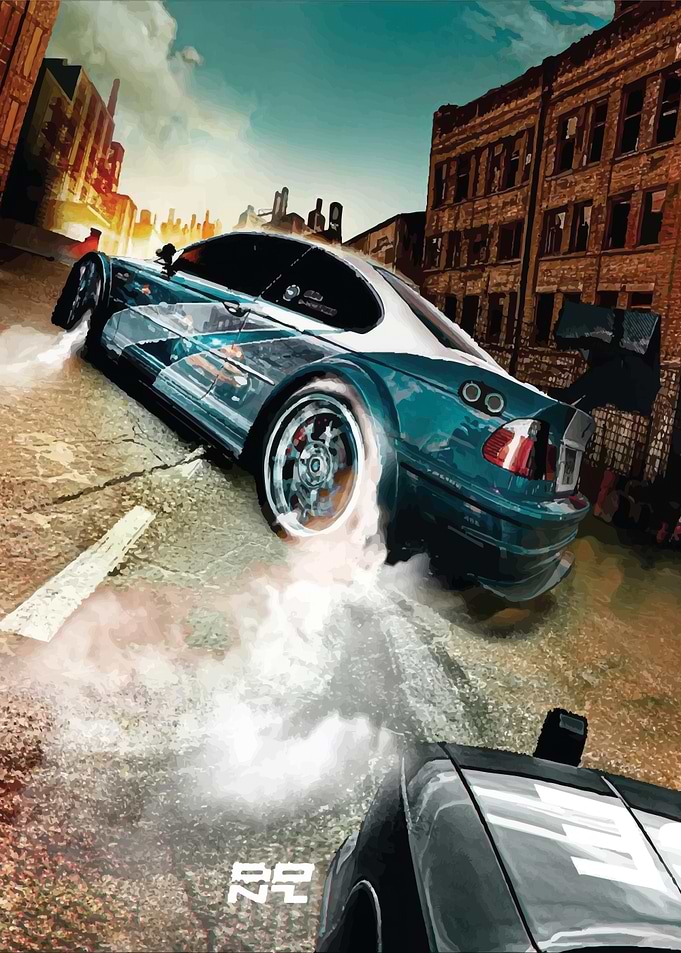 Drifting Car in Urban Setting