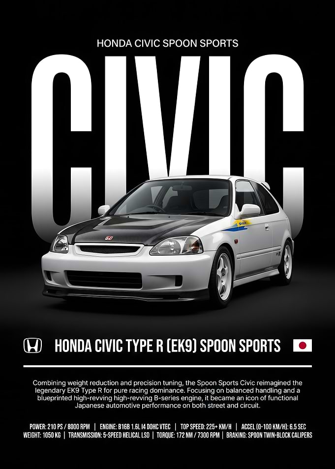 Honda Civic Type R EK9 Spoon Sports Poster