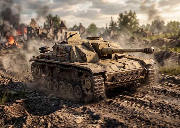 Stug III tank in battle