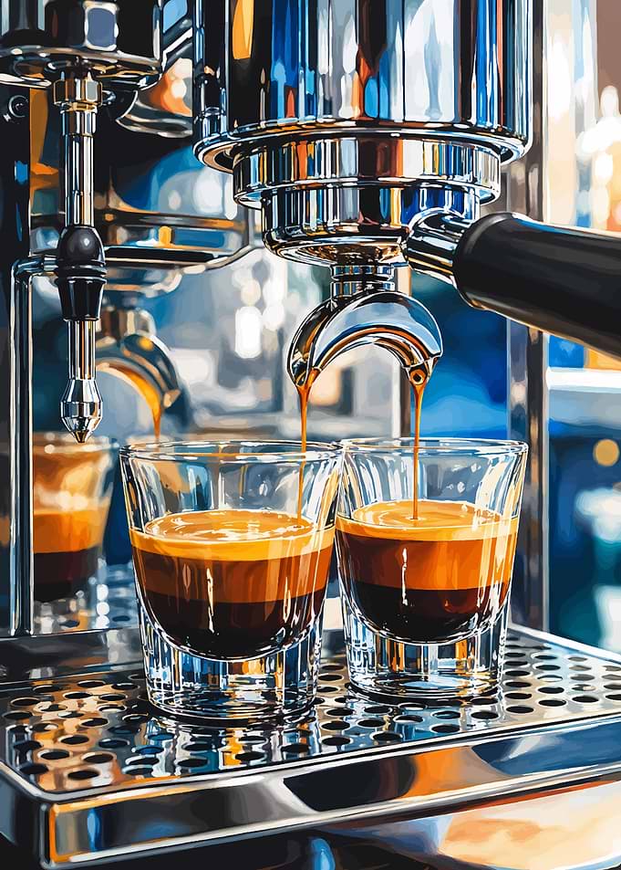 Espresso Machine Pouring Coffee