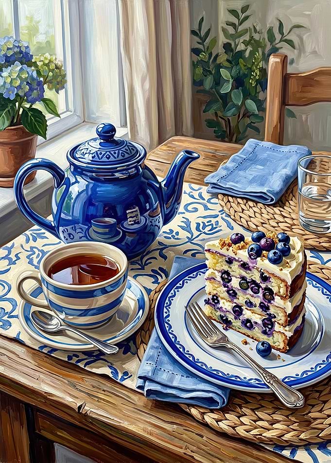 Blueberry Cake and Tea