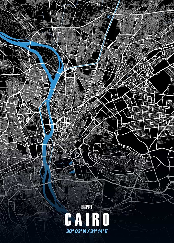 Cairo City Map - Black and White