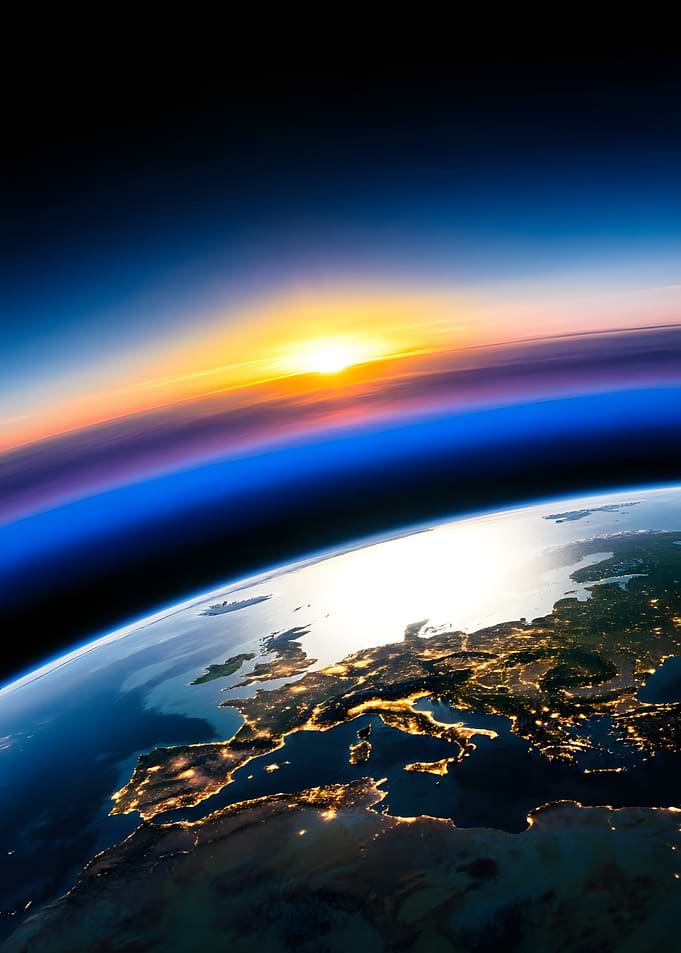 Sunrise Over Europe From Space