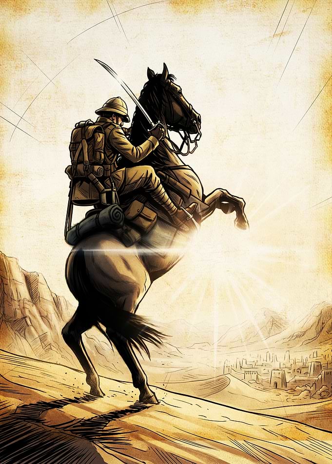 Soldier on Horseback in Desert