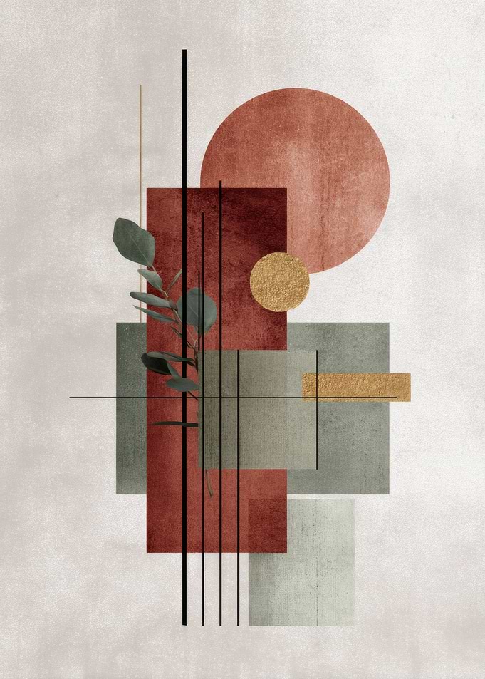 Abstract Minimalistic Geometry Botanical Art