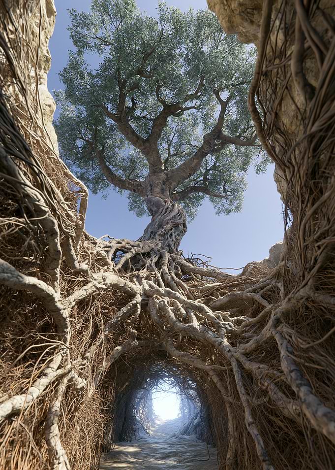 Ancient Tree Roots Tunnel