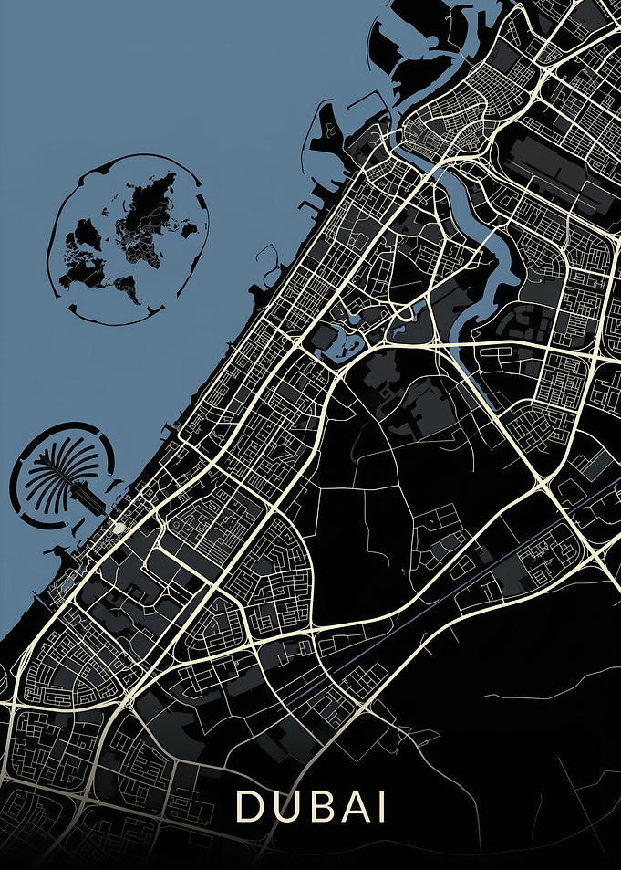 Dubai City Map Art