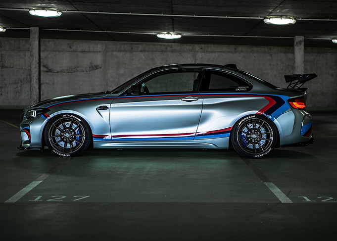 Custom BMW M2 with racing stripes