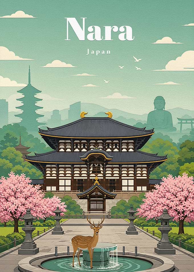 Nara Japan Travel Poster