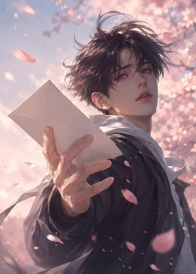 Young man holding a letter