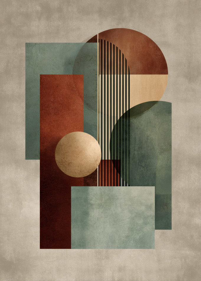 Geometric Abstract Shapes Earth Tones Art