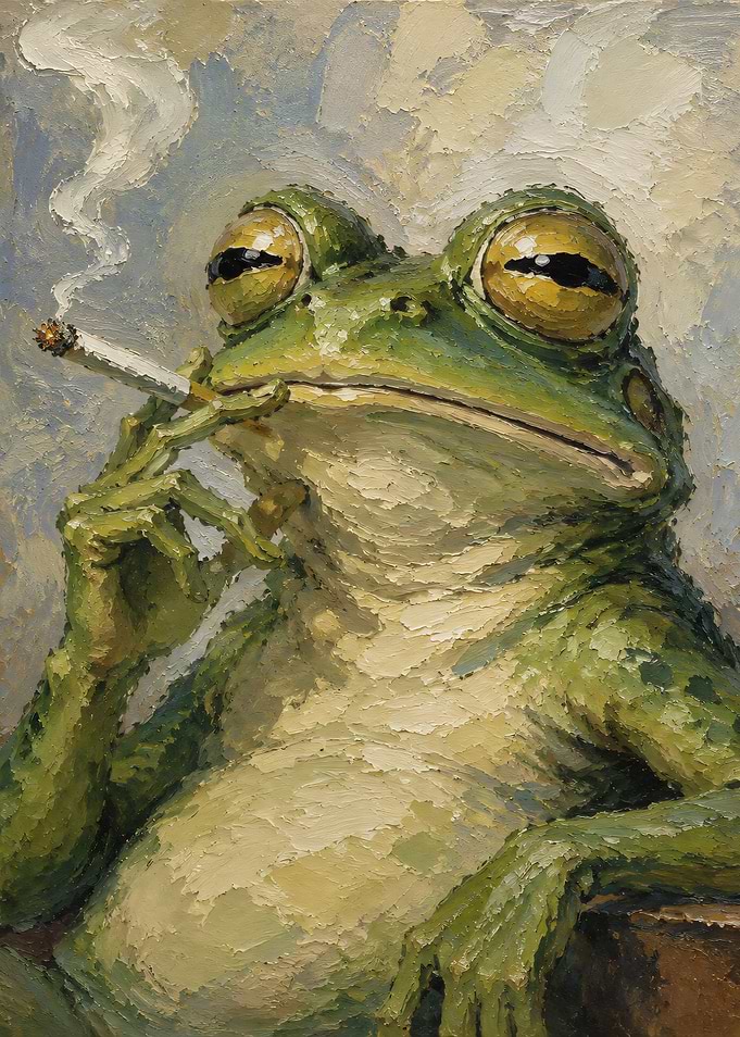 Frog Smoking a Cigarette