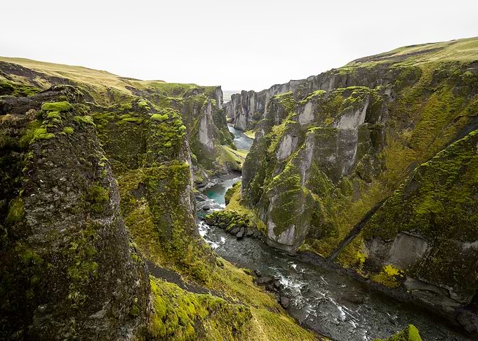 Fjadrargljufur Canyon with river