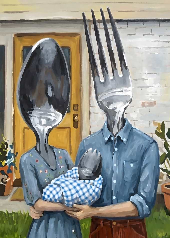 Family Portrait with Utensil Heads