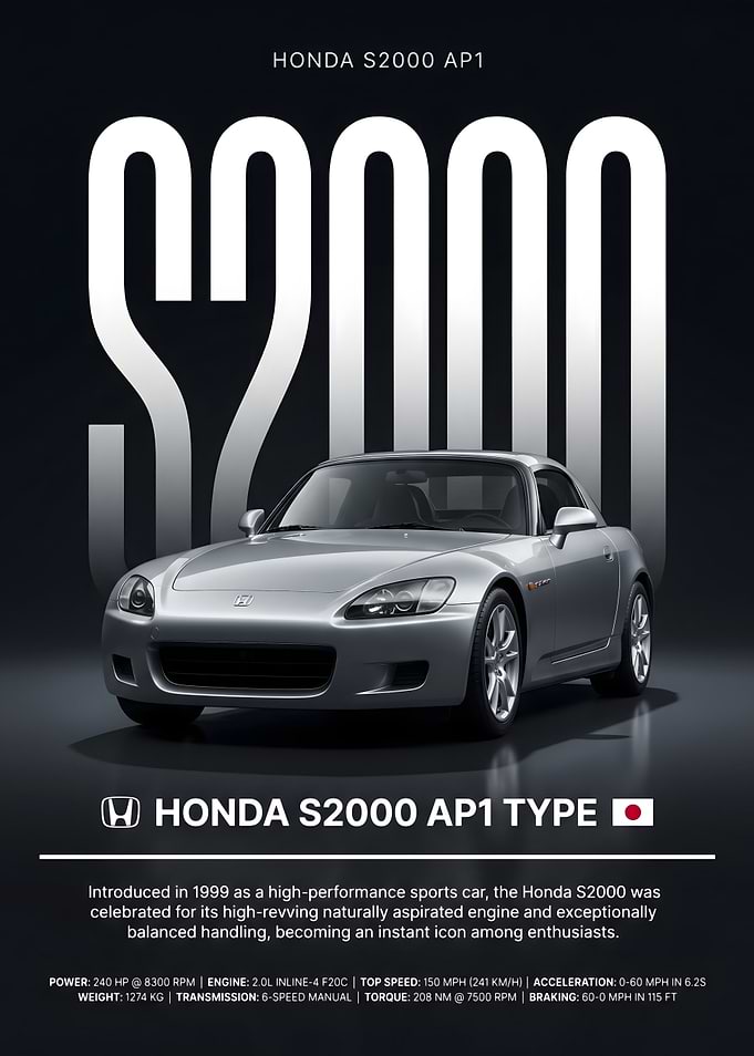 Honda S2000 AP1 Type Poster