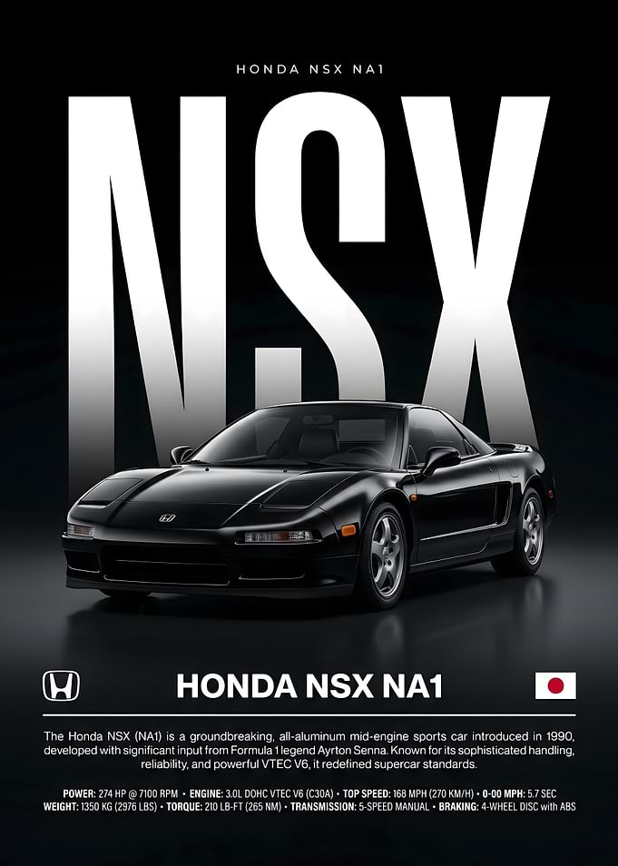 Honda NSX NA1 Sports Car Poster