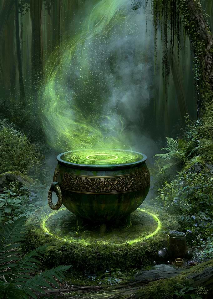 Magical Cauldron in a Forest