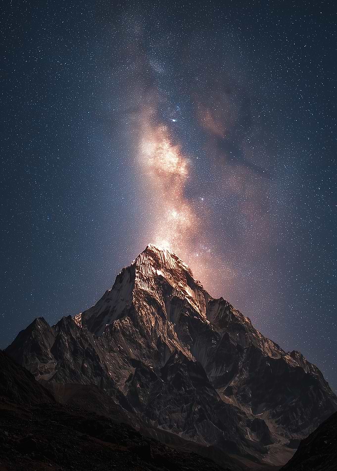 Milky Way Over Mountain Peak