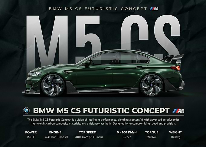 sleek BMW m5 CS Futuristic Concept Car poster