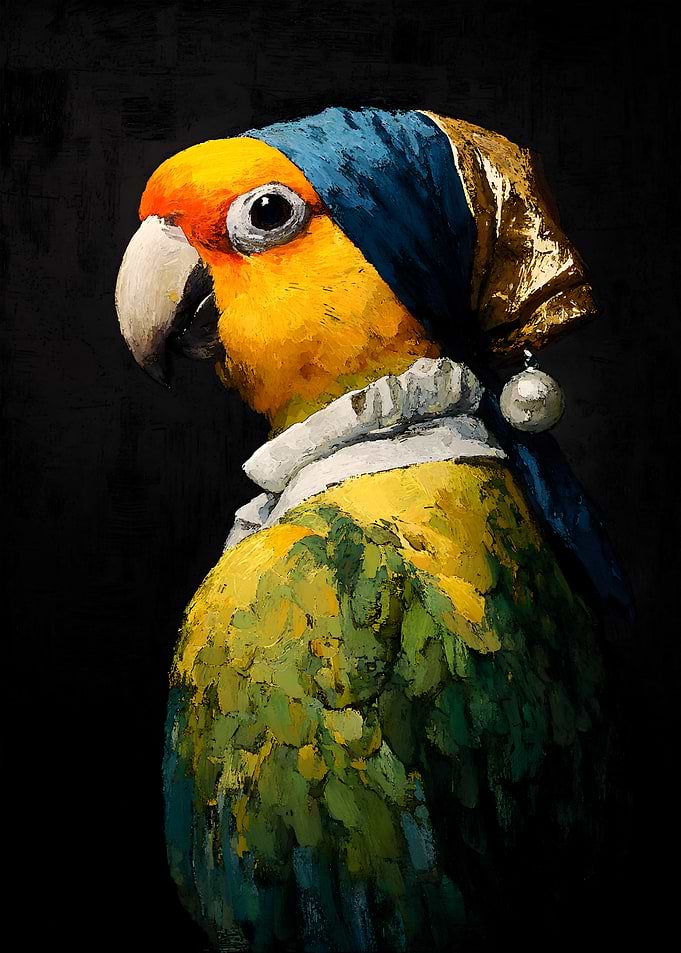 Parrot as Girl with a Pearl Earring