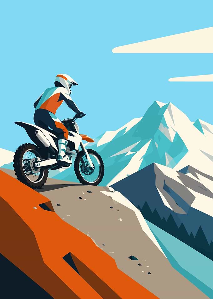 Motocross Rider on Mountain Peak