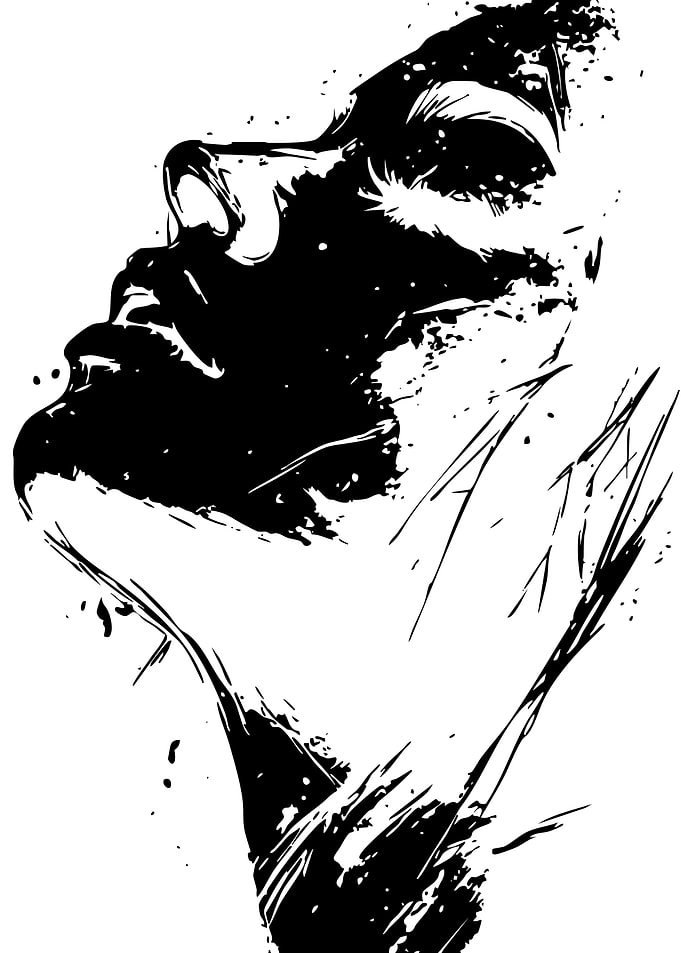 Black and White Abstract Face