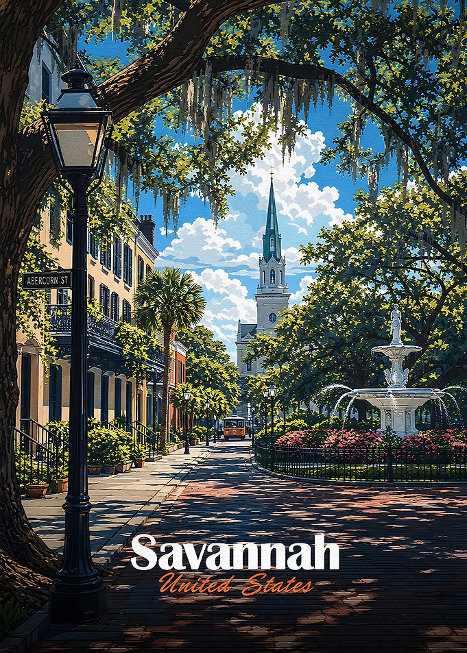Savannah, United States Vintage Poster