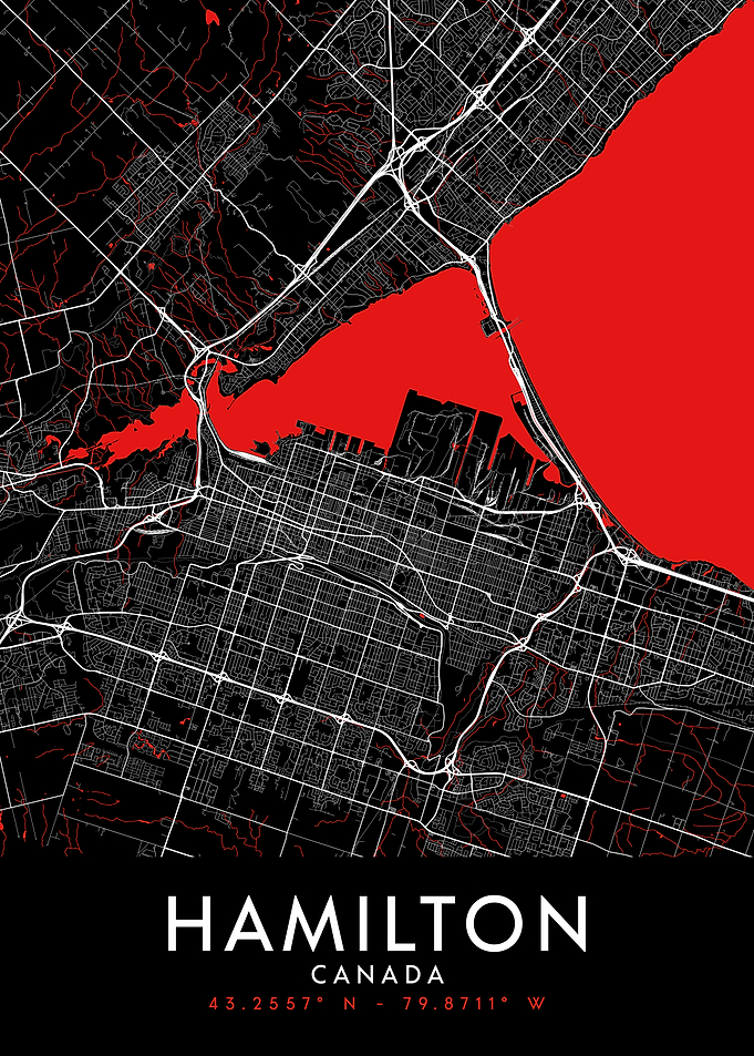 Hamilton Canada Dark Map