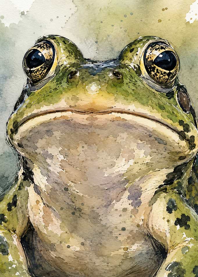 Watercolor Frog Portrait