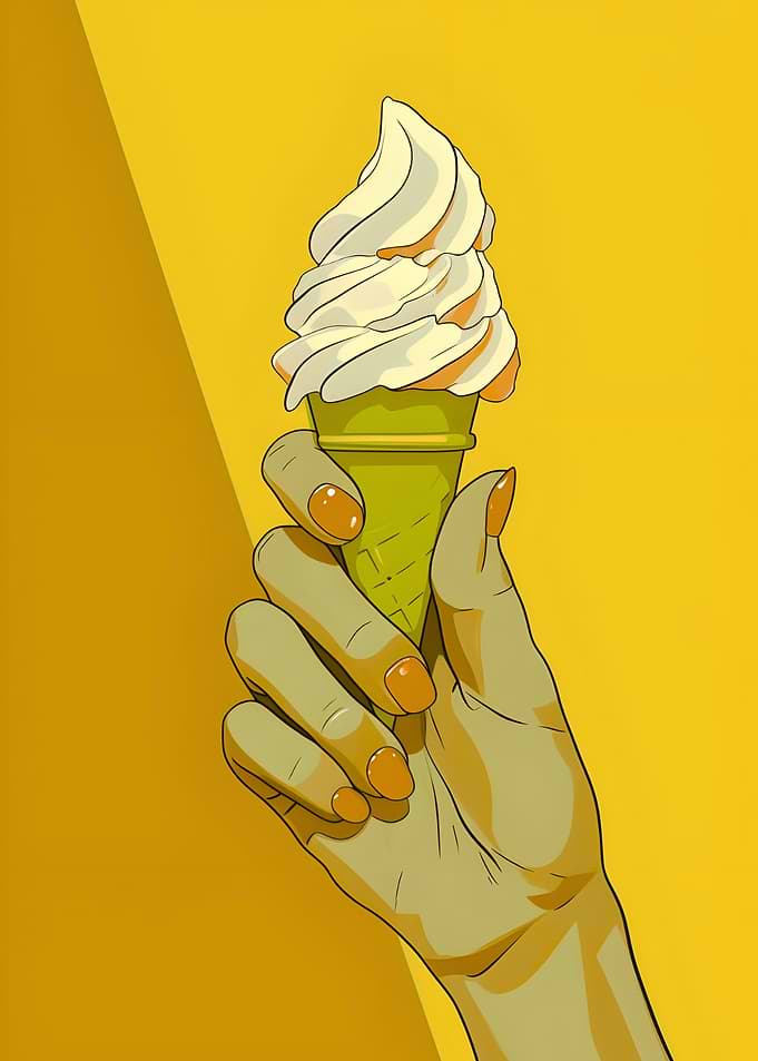 Hand holding ice cream cone