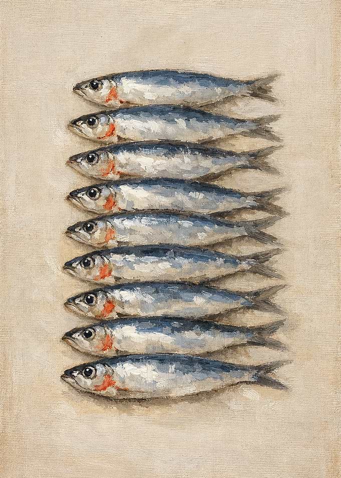Coastal Sardine Still Life Painting