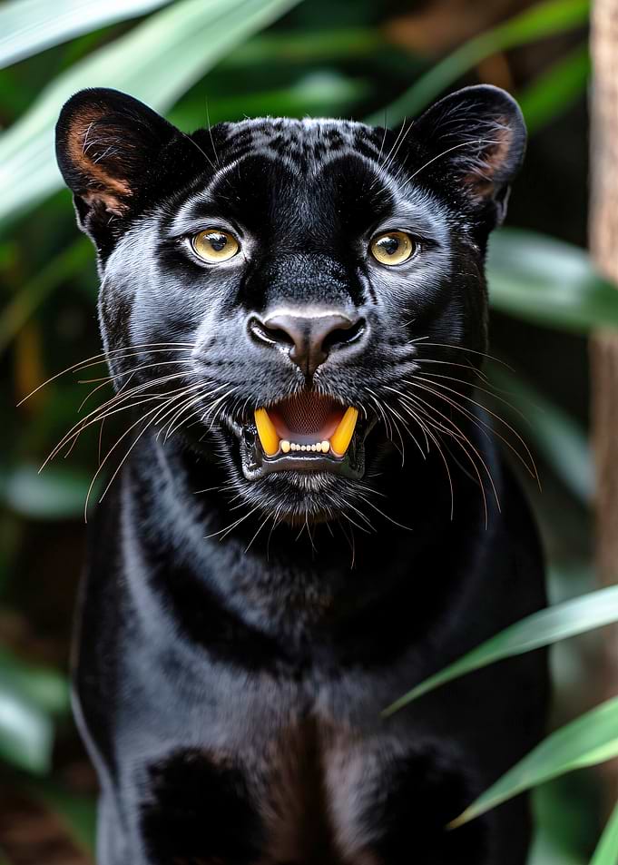 Black Panther with Mouth Open