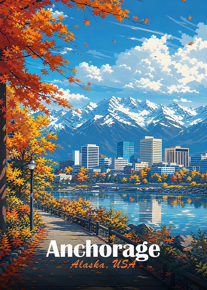 Anchorage, Alaska Autumn Cityscape
