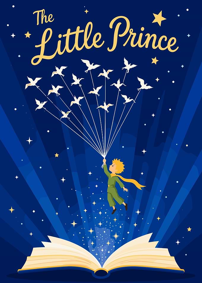 The Little Prince Flying with Birds