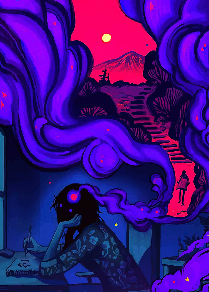 Artist Dreaming of a Mountain Landscape