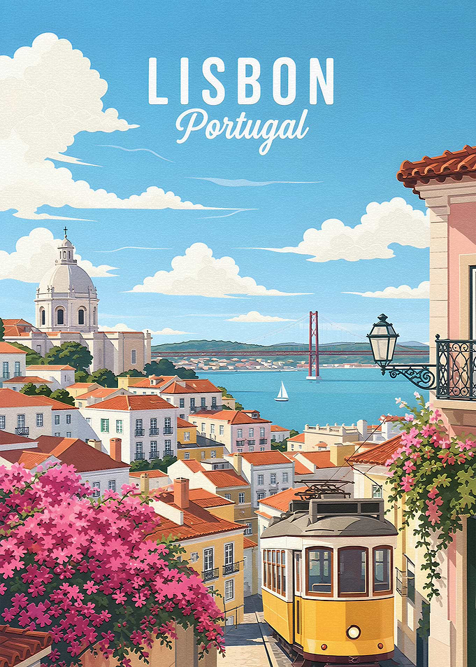 Lisbon Vintage Tram Scene