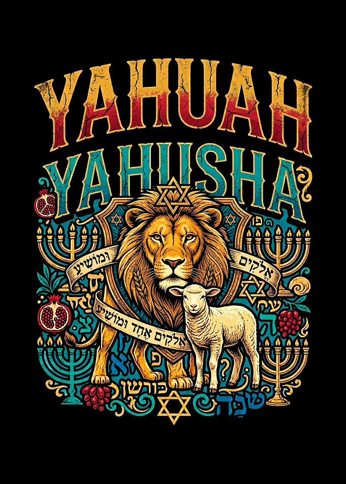 Lion and Lamb with Hebrew Text