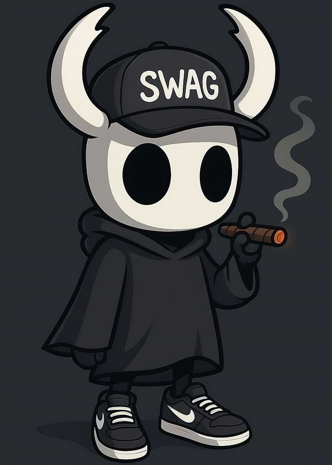 Hollow Knight Character with Swag
