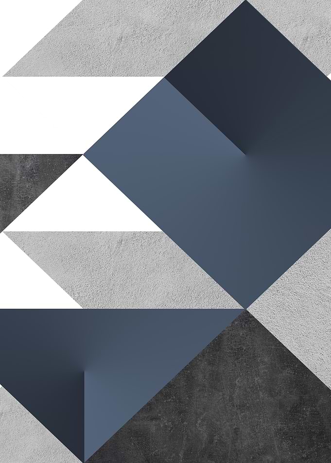 Geometric Abstract with Blue and Gray