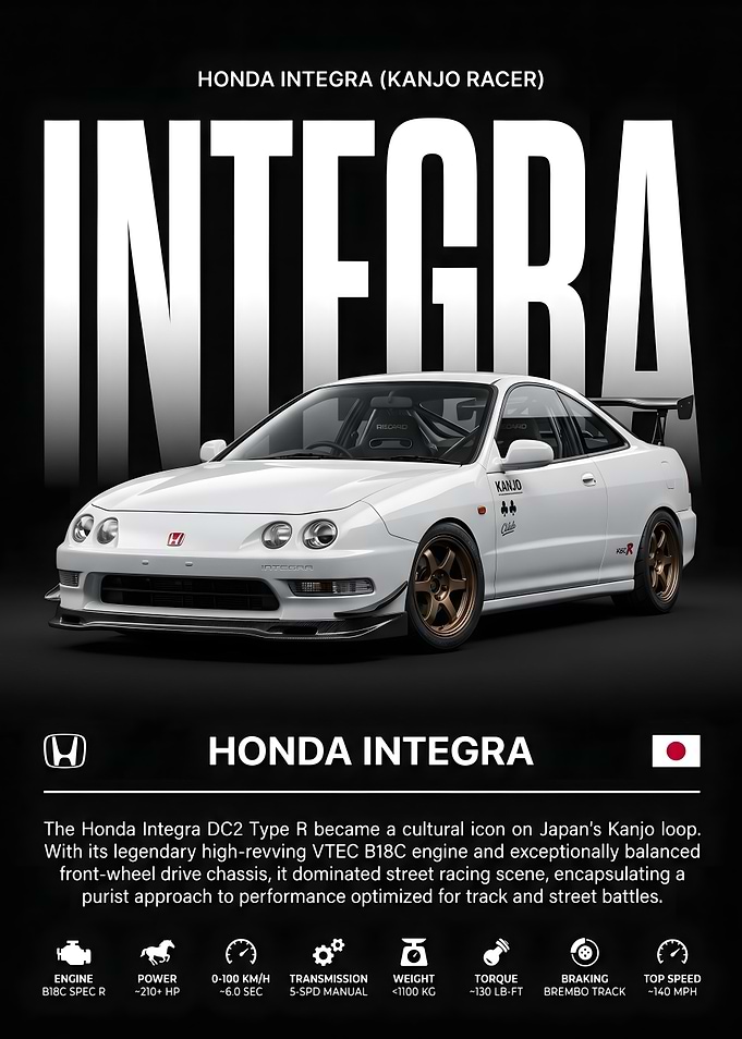 Honda Integra Kanjo Racer Poster