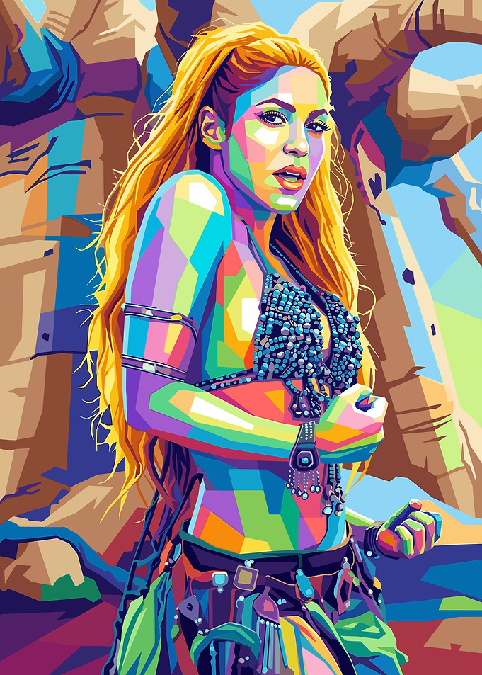Colorful Pop Art Portrait of Shakira