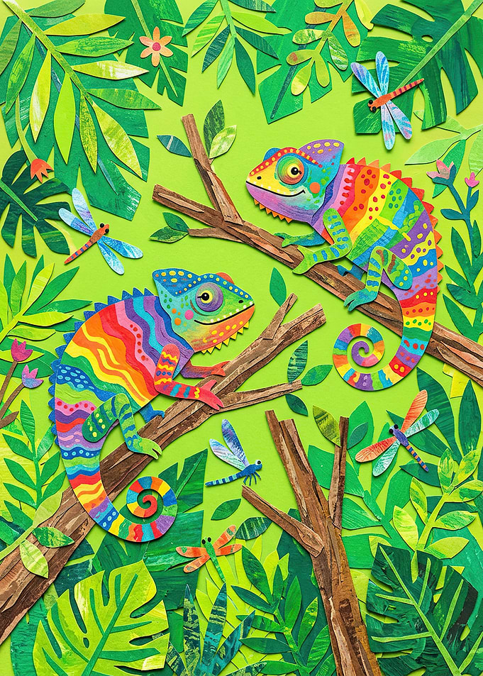 Rainbow Chameleons in Jungle