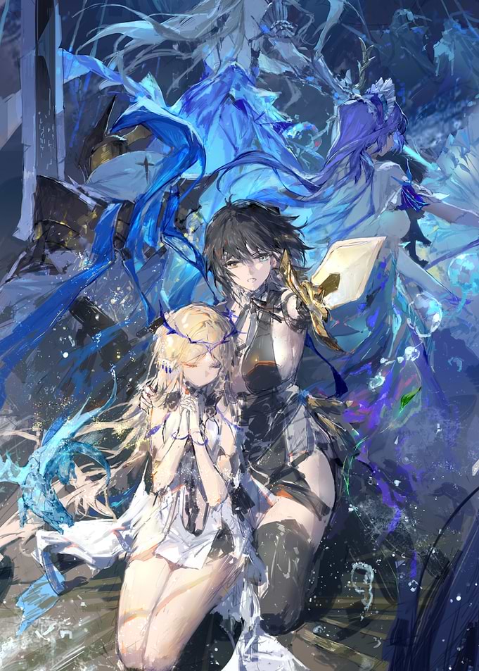 Anime Characters with Blue Magical Elements