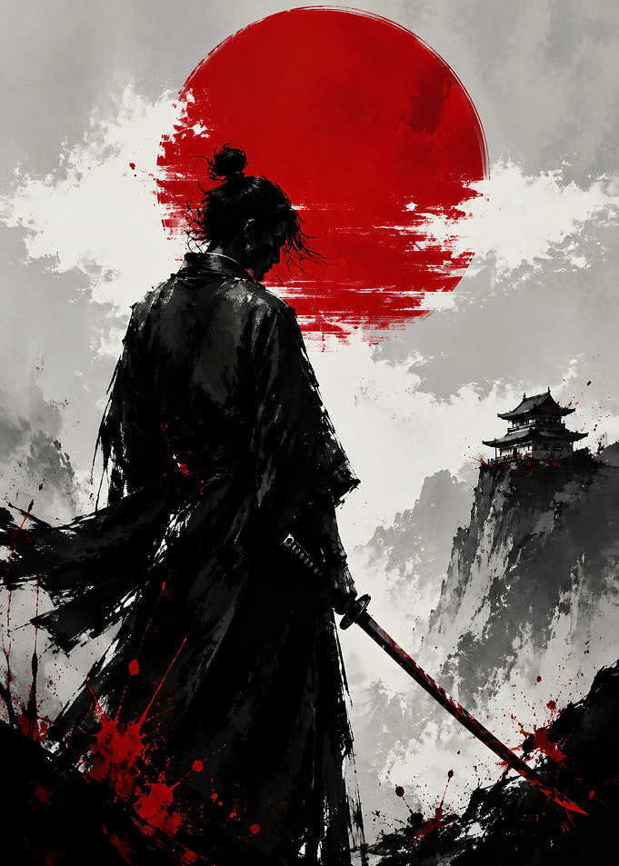 Samurai Warrior Under a Red Sun