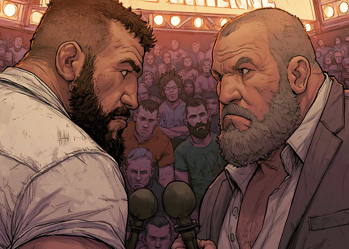 Two Men Face Off in a Ring