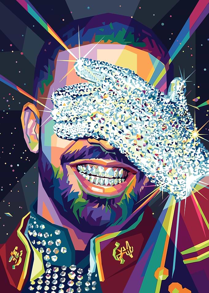 Pop Art Portrait of a Drake with Diamond Glove